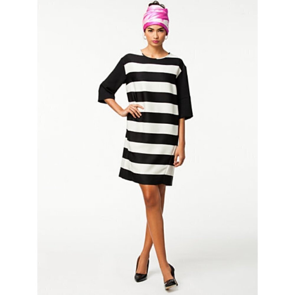 💕BY MALENE BIRGER💕 Rashmika Striped Cocoon Dress ~ Black & White Stripes 34